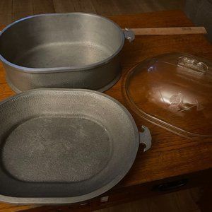 3-piece Guardian Service Cookware - Vintage Aluminum - Roaster with Glass Lid